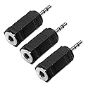 ZJKJHJY 2.5mm to 3.5mm Audio Adapter, Female to Male Stereo Connector, 3-Pack, Black