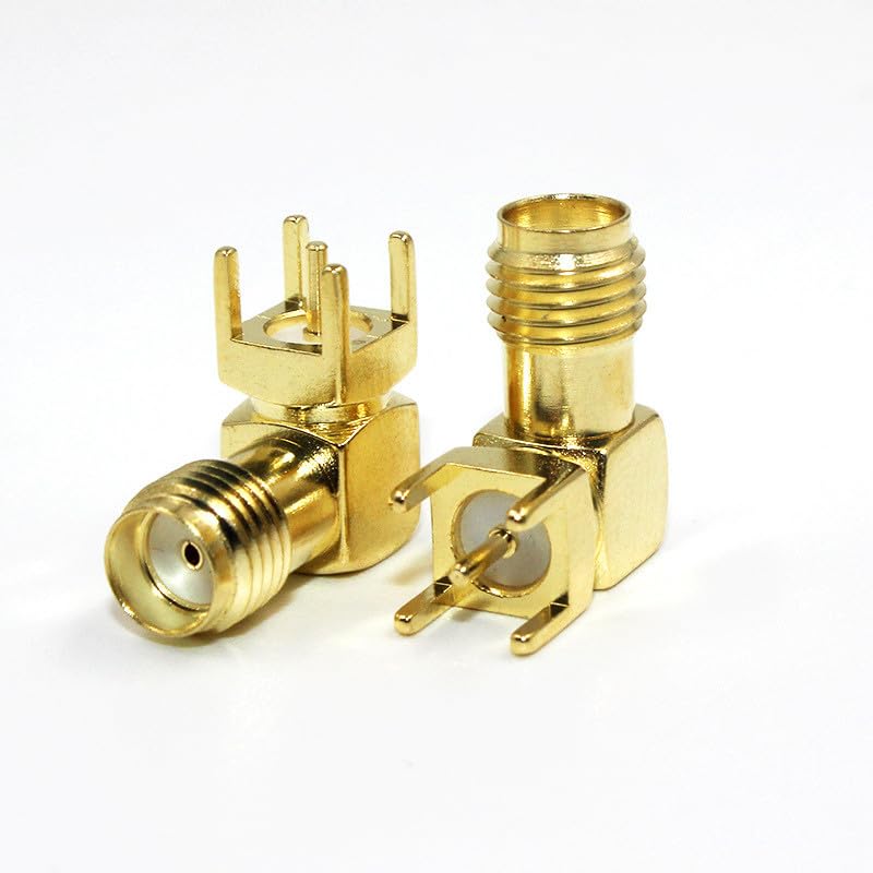 bnafes SMA Female Jack Right Angle Solder PCB Mount RF Connector Adapter 4pcs