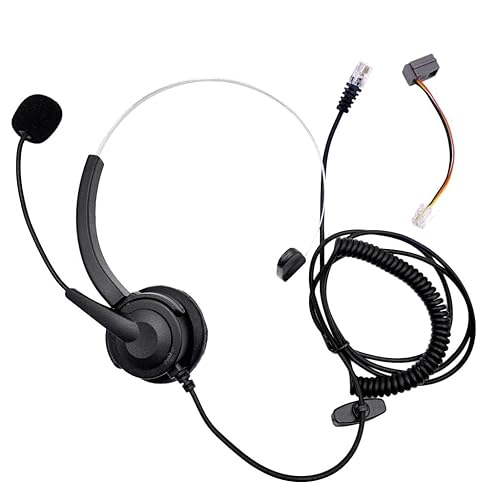 RJ11 Handsfree Call Center Corded Telephone Monaural Headset, Black