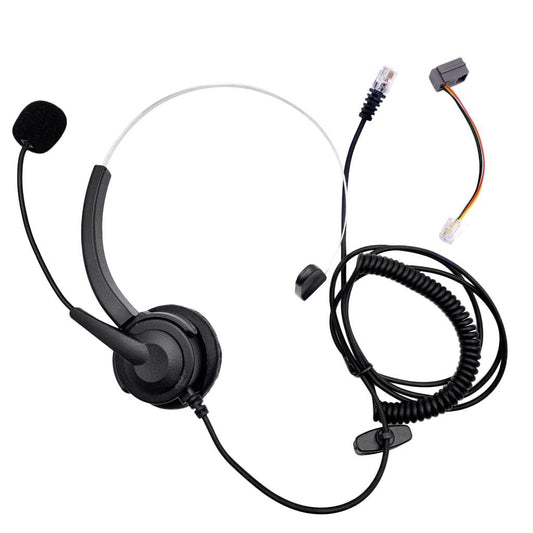 RJ11 Handsfree Call Center Corded Telephone Monaural Headset, Black