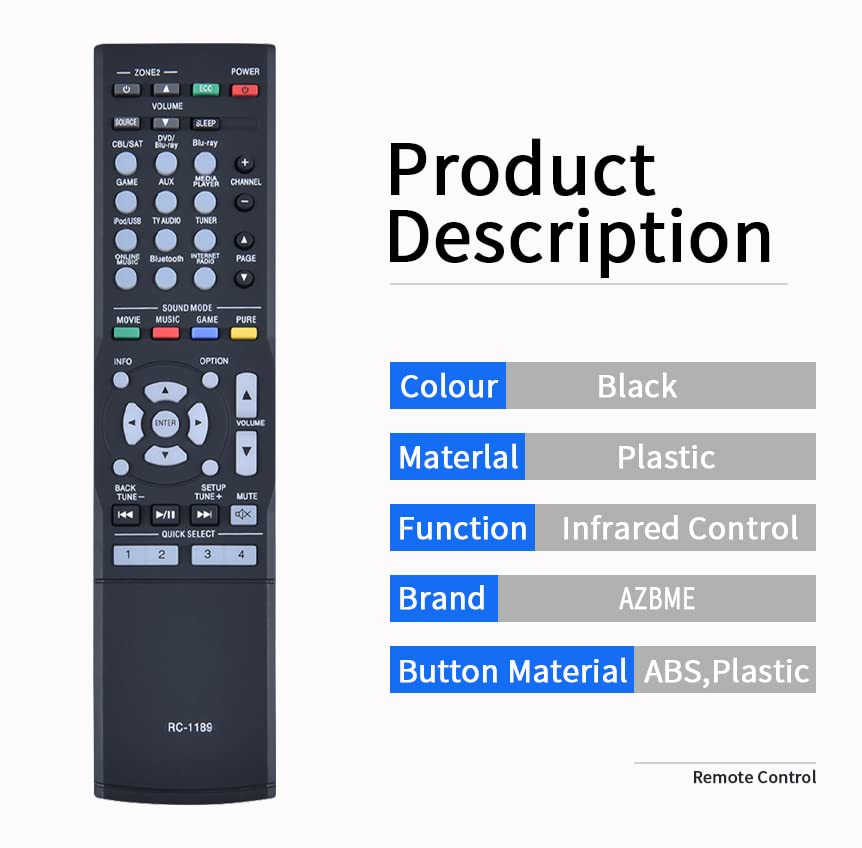 RC-1189 Replacement Remote Control for Denon AVR-S700W AVR-S700 AVR-S710W AVR-S720W AVR-X1100W AVR-X1200W AVR-X1300W AVR-S710 AVR-S720 AVR-X1100