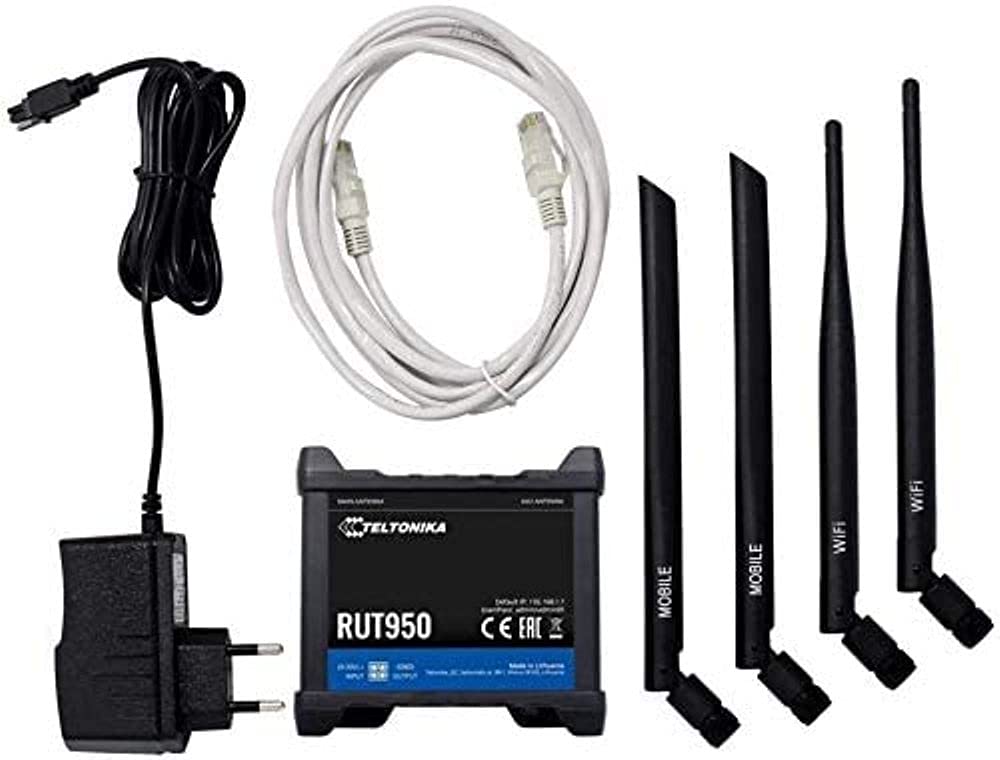 Teltonika RUT950K02400 Model RUT950 Industrial 4G LTE Wi-Fi WAN Cellular Router for Verizon, Automatic Switch to Available Backup Connection; Wireless