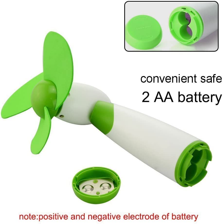 JDYYICZ Mini Handheld Fan Personal Fan Battery Soft Foam Blades Powered for Home and Travel (Green 1pcs)