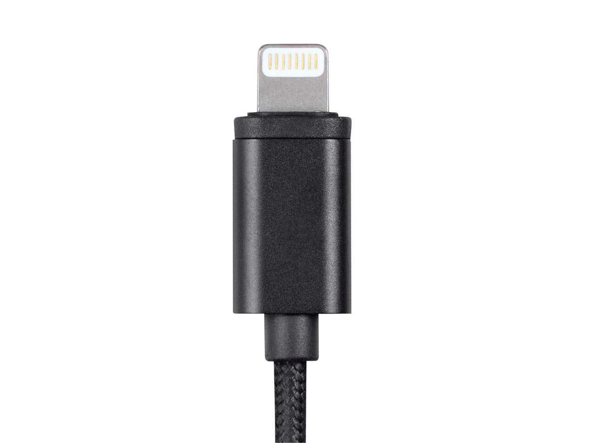 Monoprice MFi Certified Lightning to 3.5mm Jack Audio Adapter - Nylon Braided, Black