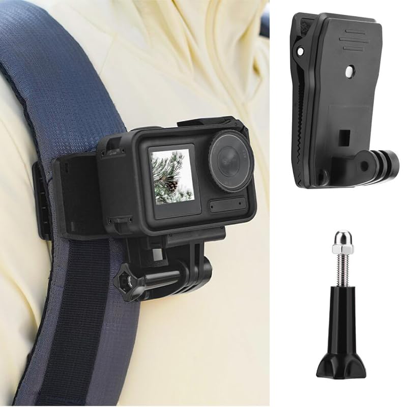 Coyktonty Swivel Backpack Clip Mount for DJI Osmo 360/Action 5 Pro/4 3 2/Pocket 3 2 1/Gopro Series/Insta360 X5/X4/X3/X2/Ace Pro/GO 3S/GO 3 360°
