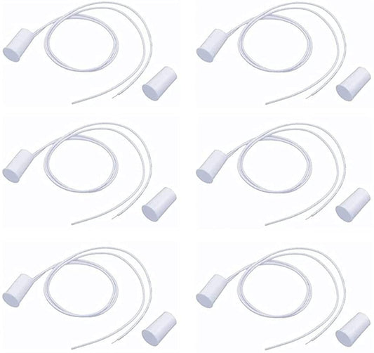 GDQLCNXB 6Sets Magnetic Reed Switch RC-33 NC Recessed Wired Window Door Contact Sensor Alarm (White Normally Closed