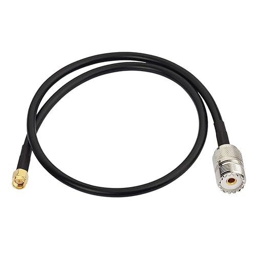 BINGFU Ham Radio Antenna Adapter SMA Male to UHF SO239 Female RG58 Coaxial Jumper Cable 60cm 2 feet for Handheld Marine VHF/Two Way Radio RTL SDR