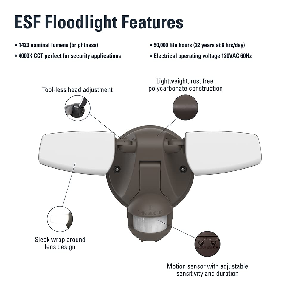 HALO Outdoor LED Flood & Security Light - Motion Activated Dusk to Dawn 1420 Lumens Bronze