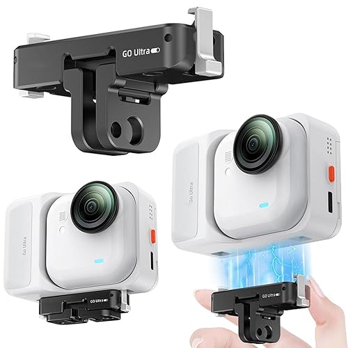 XYYORITRIX Quick Release Mount for Insta360 Go Ultra Camera Aluminum Metal 1/4 Screw Camera Bracket Folding Magnetic Extension Mount Anti-Vibration