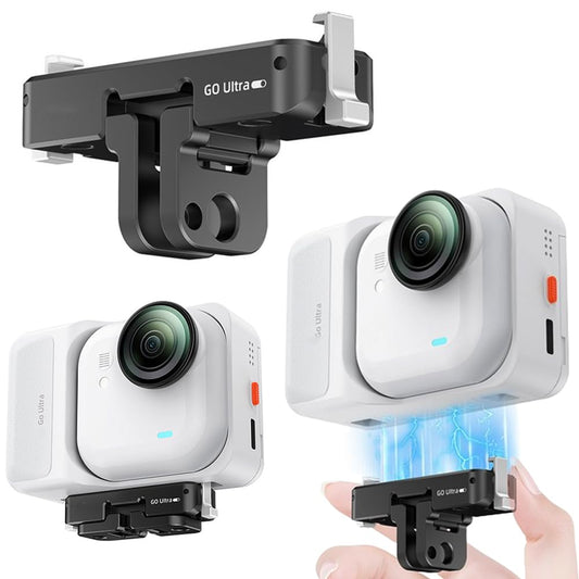 XYYORITRIX Quick Release Mount for Insta360 Go Ultra Camera Aluminum Metal 1/4 Screw Camera Bracket Folding Magnetic Extension Mount Anti-Vibration