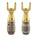 Nakamichi FanLock Excel Series 24k Gold Plated Spade Connector Banana Plug 10 AWG - 18 AWG Gauge Size 4mm for Speakers Amplifier Hi-Fi Home Theatre