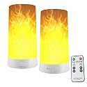 Artermy LED Flame Effect Light,2 Pack Light Bulbs,USB Rechargeable led Flame Light with Remote & Timer,Realistic Dancing LED Flickering Wick, Magnetic