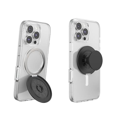 PopSockets Kick-Out Grip for MagSafe, Adjustable Kickstand for Portrait or Landscape, Magnetic Stand - Black