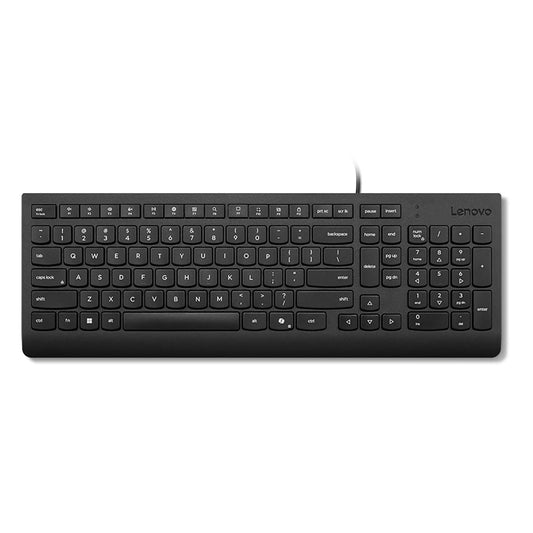 Lenovo Essential Wired Keyboard Black US English - Cable Connectivity - USB Type A Interface - Copilot Hot Key(s) - Windows 10, Windows 11 - English