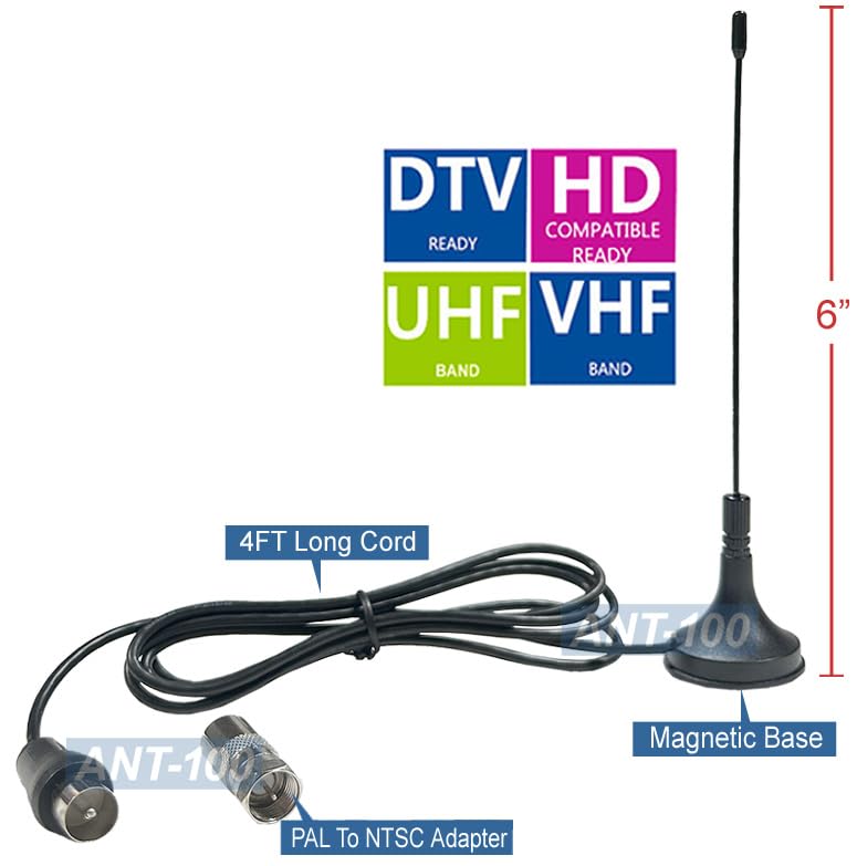 Mini Digital TV FM Antenna with 4 Feet Long Cord