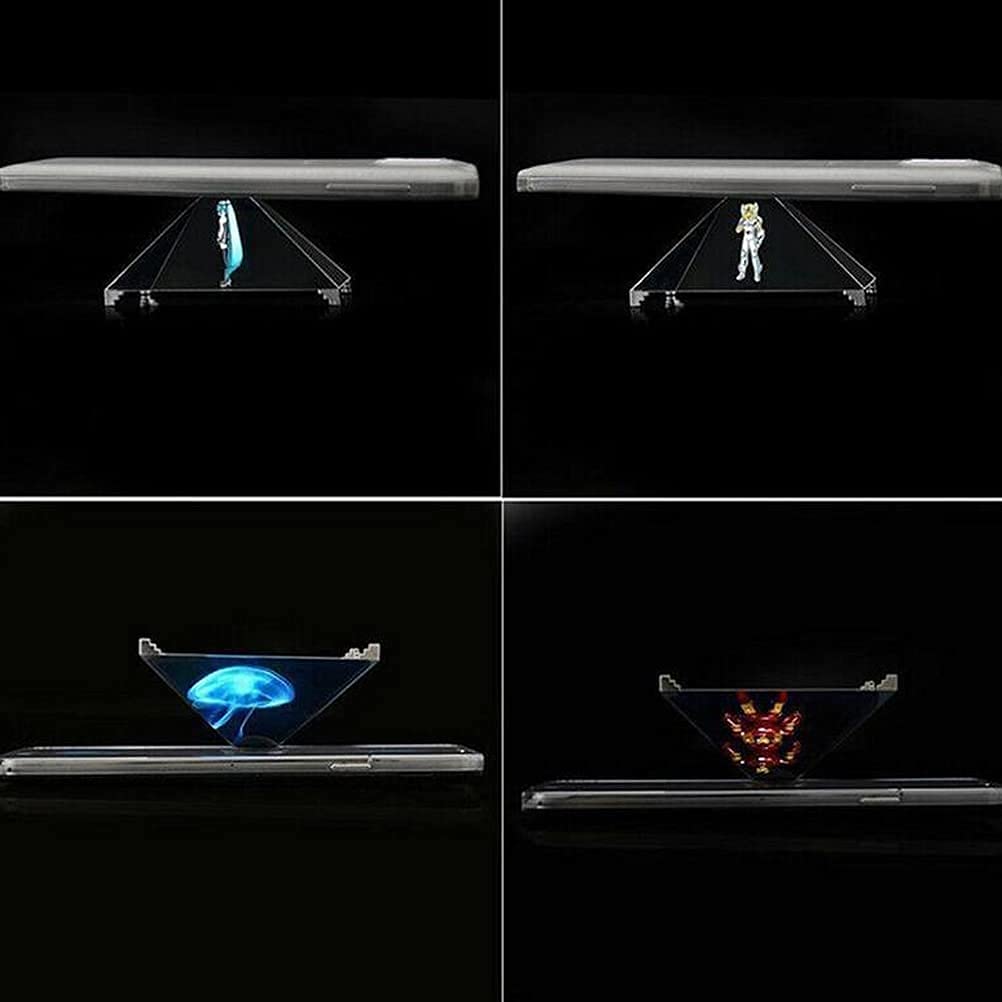 1 Piece 3D Hologram Display Pyramid 3D Hologram Projector Video Pyramid Stand for Smart Mobile Phone, Product Display, Animated Characters, Personal