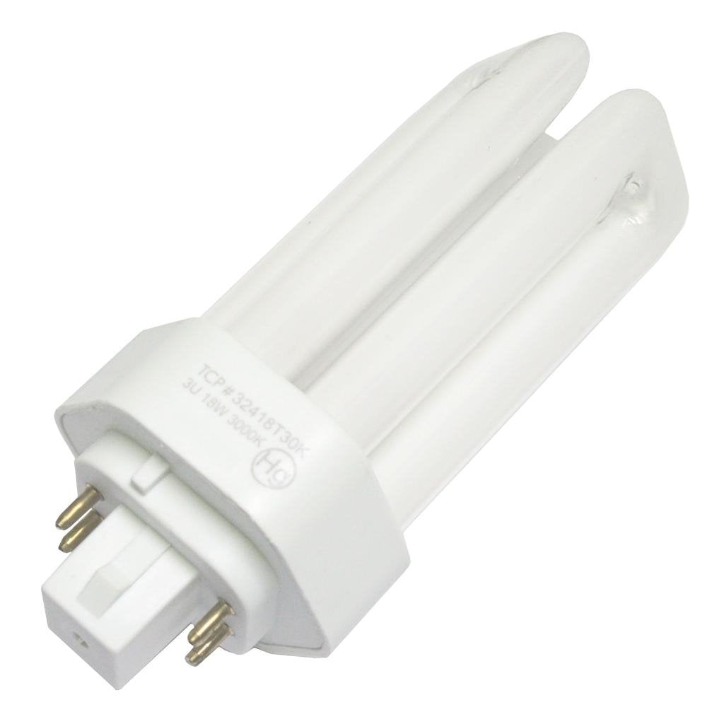 TCP 32418T30K Fluorescent Triple Tube PL Lamp - 18 Watt (1150 Lumens) Soft/Warm White (3000K) 4-Pin (GX24q-2 Base)