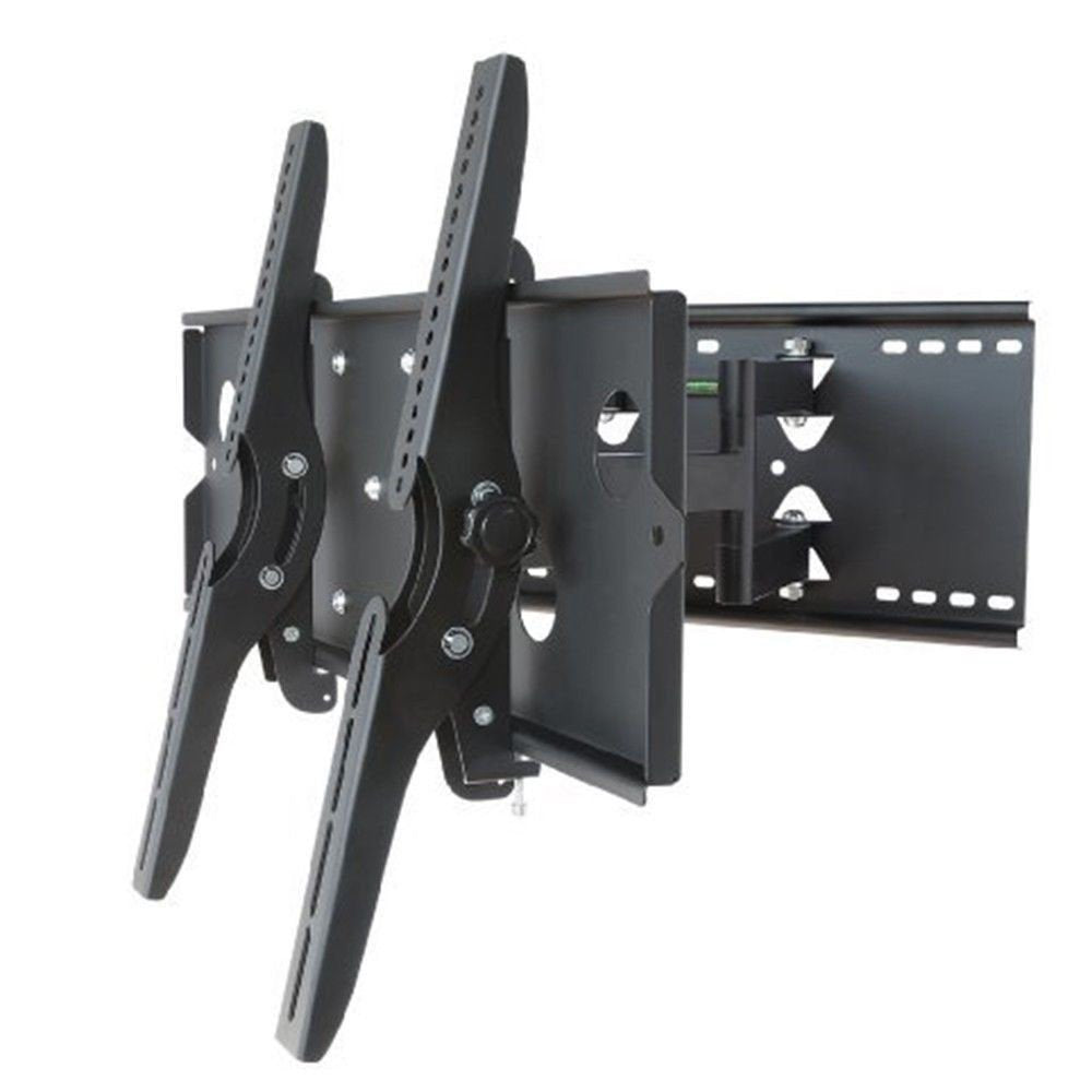 2xhome - New TV Wall Mount Bracket (Dual Arm) & (1) Single Shelf Package - Secure Cantilever LED LCD Plasma Smart 3D WiFi Flat Panel Screen Monitor