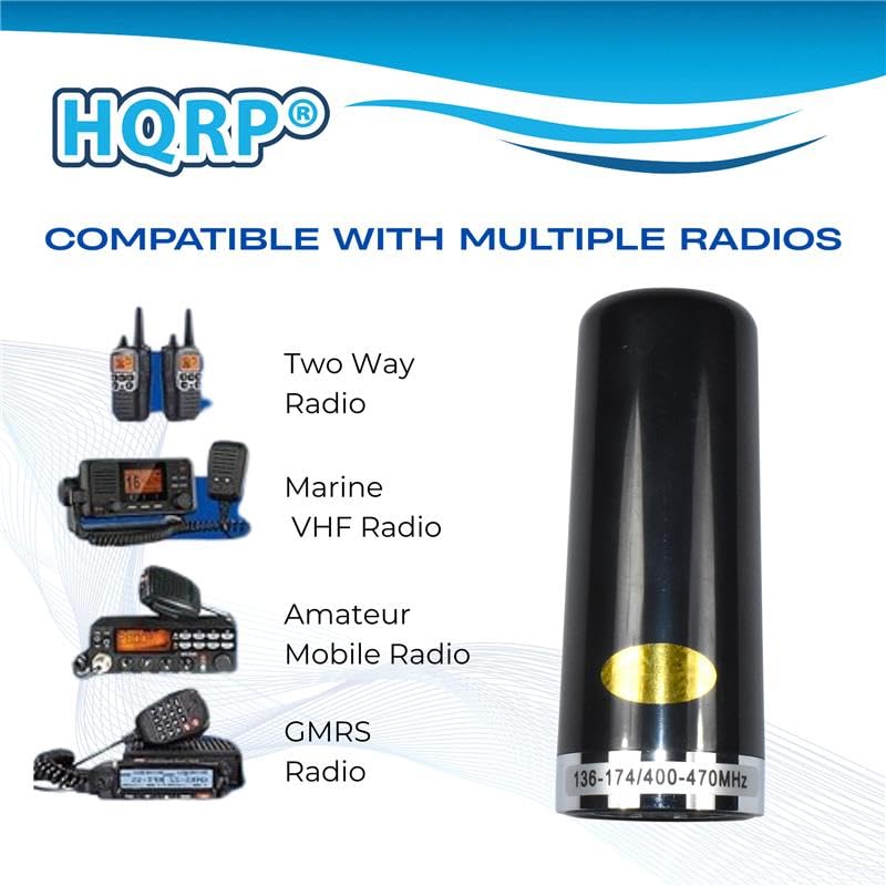 HQRP HH-N2RS Dual Band NMO Antenna for Mobile Ham Radio VHF 136-174MHz UHF 400-470MHz Low Profile 3.5" Stealth Replacement Antenna for Midland Kenwood
