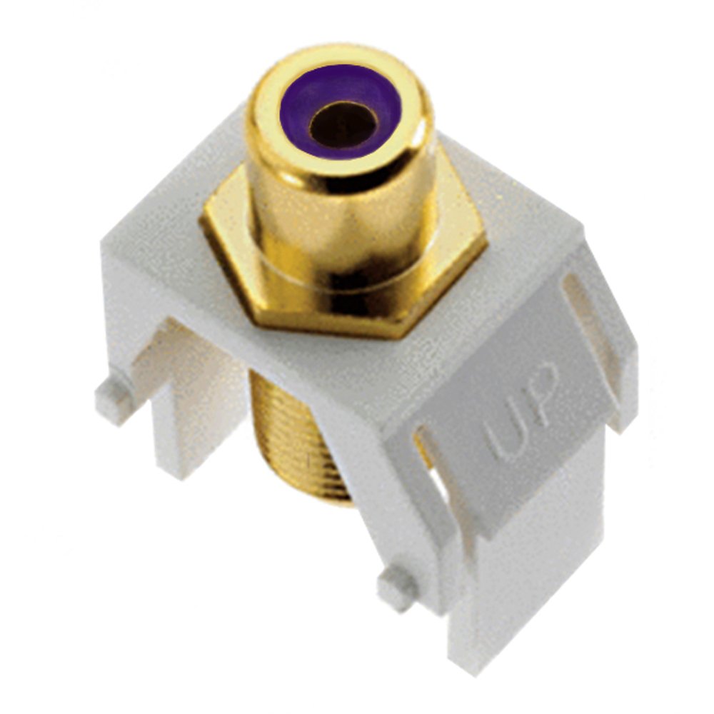 Legrand - OnQ Purple RCA to F Connector, Standard RCA Front Jack, Fits In All Keystone Wallplates, F-Type Coaxial Rear Jack for Audio and Video