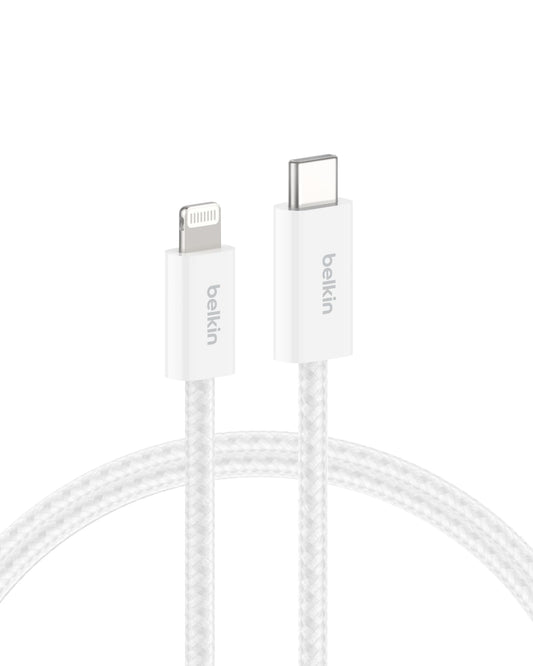 Belkin USB C Cable w/Lightning Connector, 6.6ft - Soft, Flexible Fast-Charging Cable, Lightning Charger Cord for iPhone 14 & Earlier Series, iPad 9th…