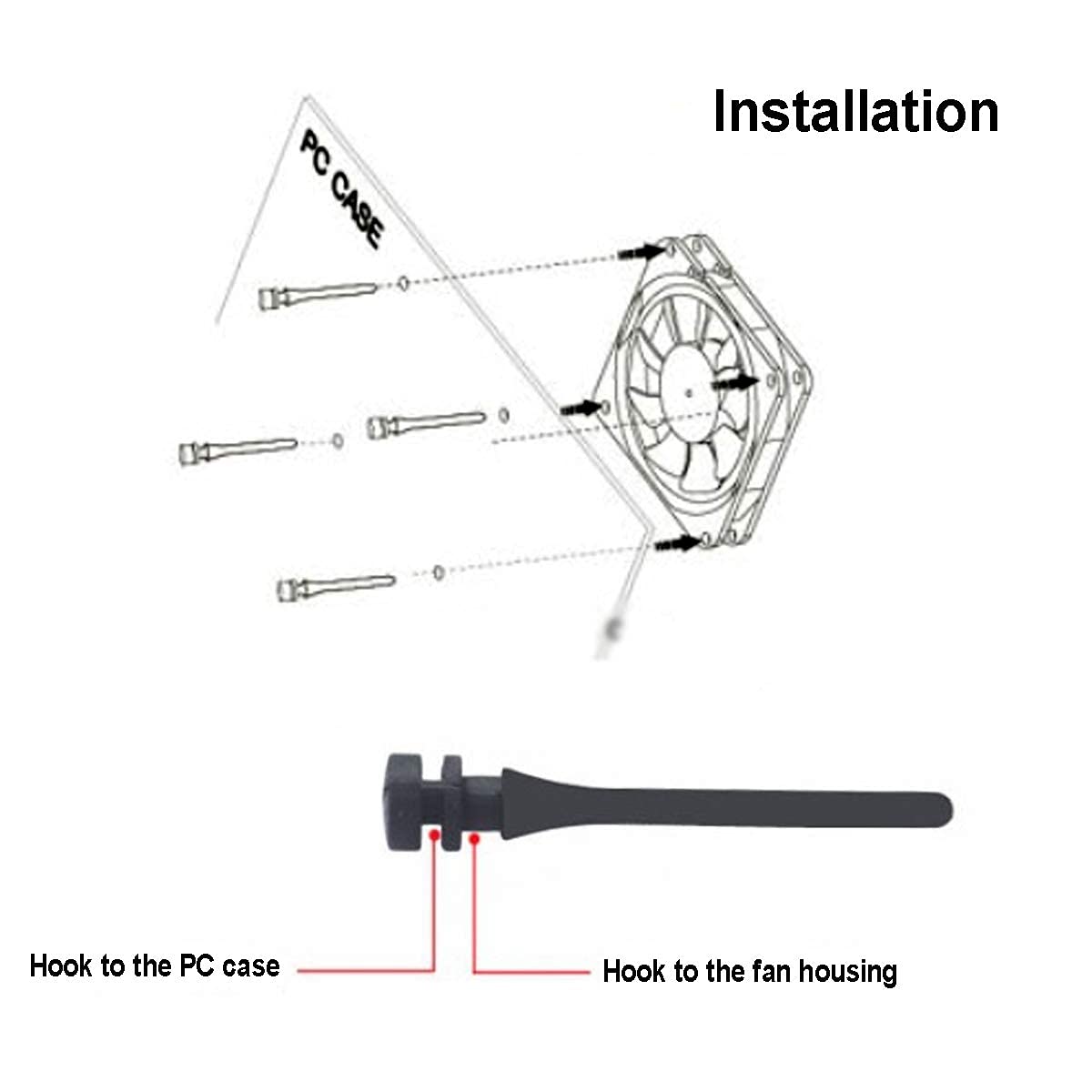 Micro Connectors 20-Pack PC CPU/Case Fan Rubber Mounting Screws (43mm) (SCW-20RB43)