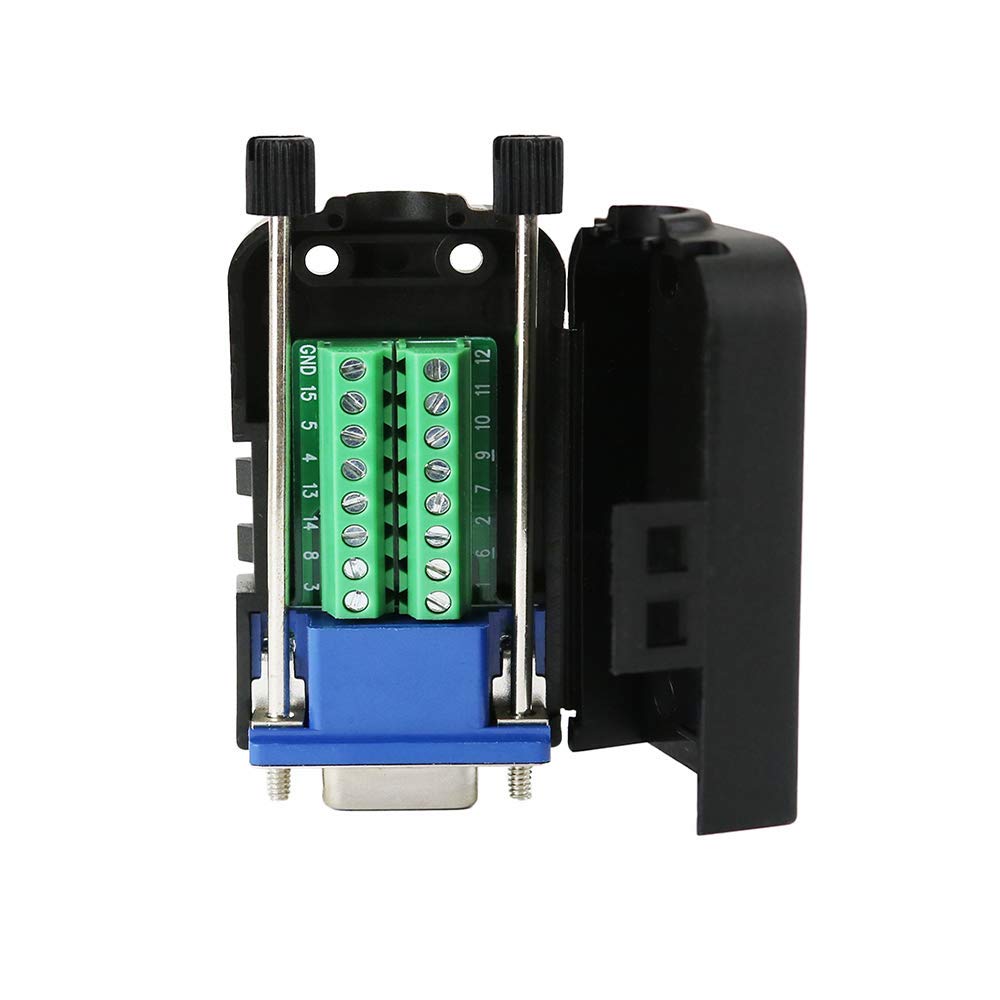 TwinkleBay D-SUB DB15 Female 15Pin Jack Port to Terminal Breakout Board Connector 3Row Plug, DR15 VGA Female with Case