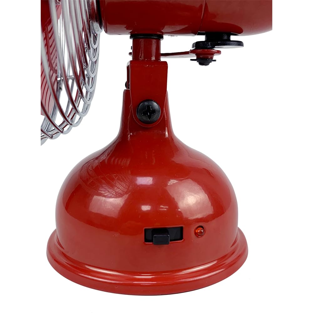 Good Housekeeping 5" All-Metal (92527) USB Desktop Laptop Nightstand Fan with Oscillation (Crimson Red)