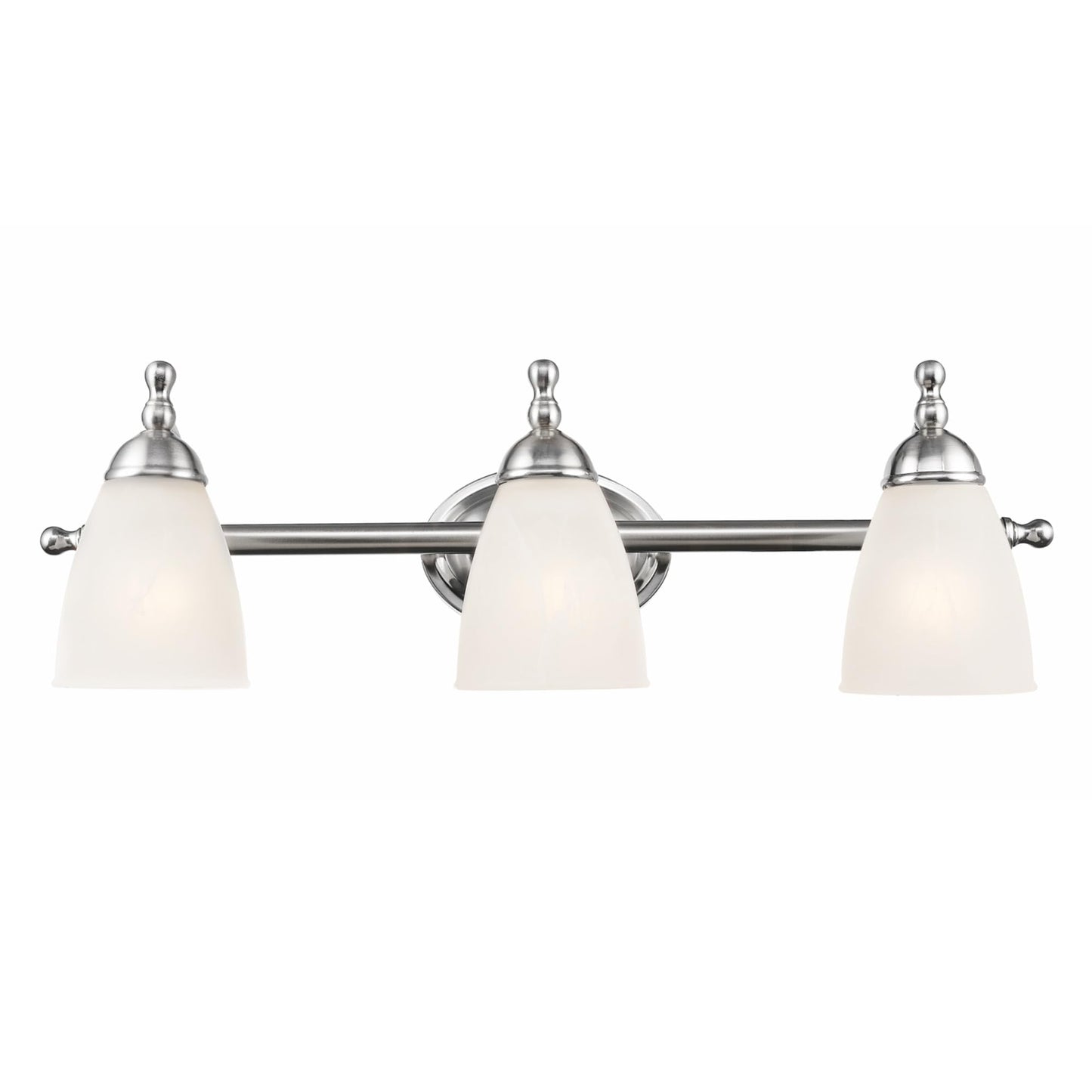 Globe Electric 50783 23" 3-Light Vanity Light, Satin Nickel, Alabaster Glass Shades, Beauty Room Accessories, Bathroom Lights Over Mirror, Makeup