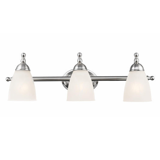 Globe Electric 50783 23" 3-Light Vanity Light, Satin Nickel, Alabaster Glass Shades, Beauty Room Accessories, Bathroom Lights Over Mirror, Makeup