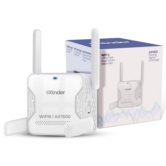 WiFi Extender AX1500 Signal Booster Long Range, Covers 13,000 Sq.Ft & 100+ Devices, 1500Mbps Dual-Band 5.8GHz & 2.4GHz WiFi Extender with Ethernet