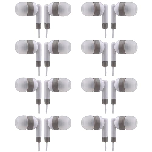 CN-Outlet Bulk Earbuds Headphones 50 Pack, Wholesale Disposable Earphones for Schools Classroom Students Kids Children (White)