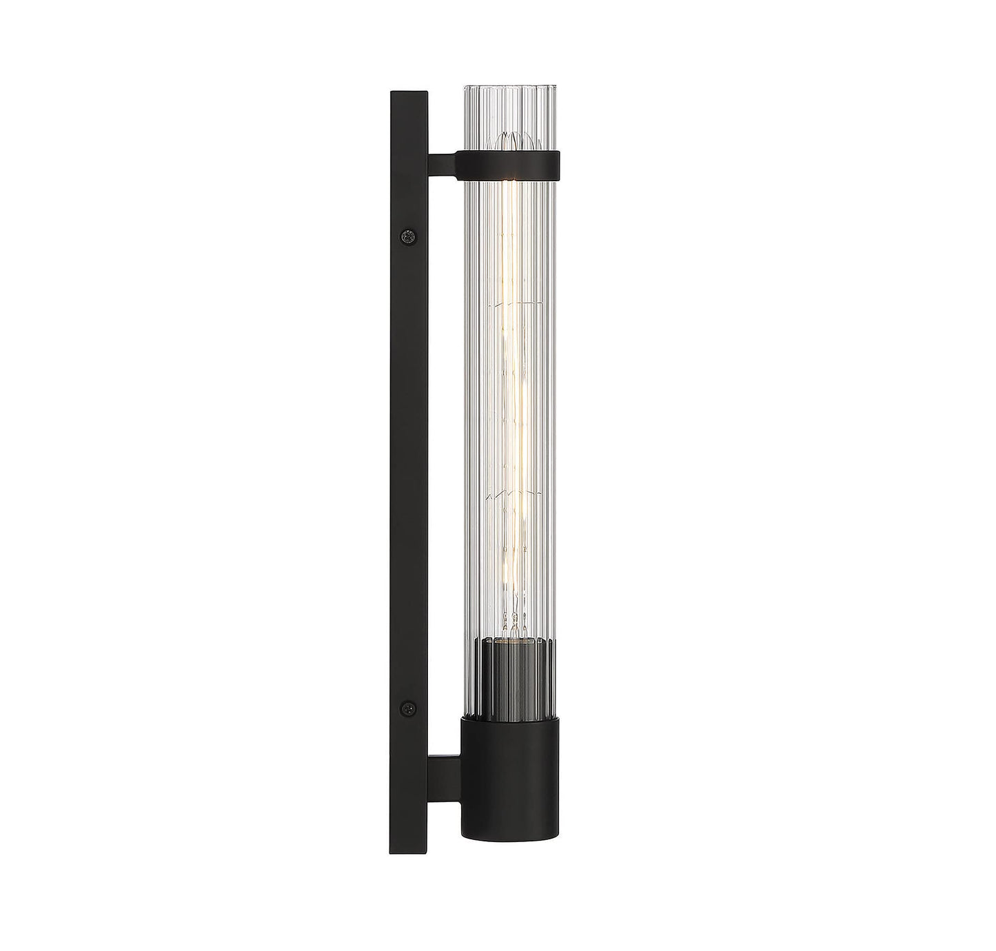 Savoy House 9-996-1-89 Willmar Industrial Modern Clear Ribbed Glass Rectangular Wall Sconce, 1-Light 60 Watt, 16" H x 5" W, Matte Black