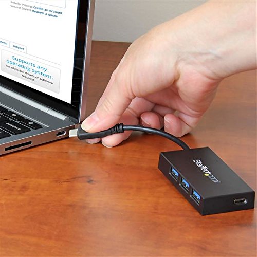 StarTech.com 4-Port USB 3.0 Hub - Powered USB 3.0 Hub - USB-C to 1x USB-C and 3X USB-A Adapter - USB 3.0 (5Gbps) - USB-C Port Expander, TAA