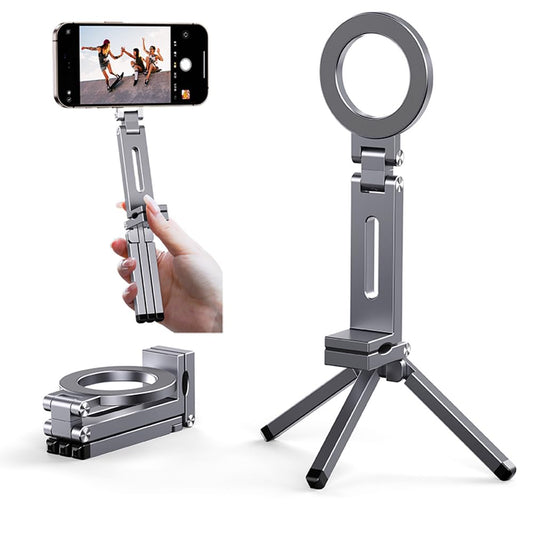 Magnetic Pocket Tripod for MagSafe,Foldable Multifunctional Airplane Phone Holder, Desk Stand,Portable Handheld Travel Photography Stand,with