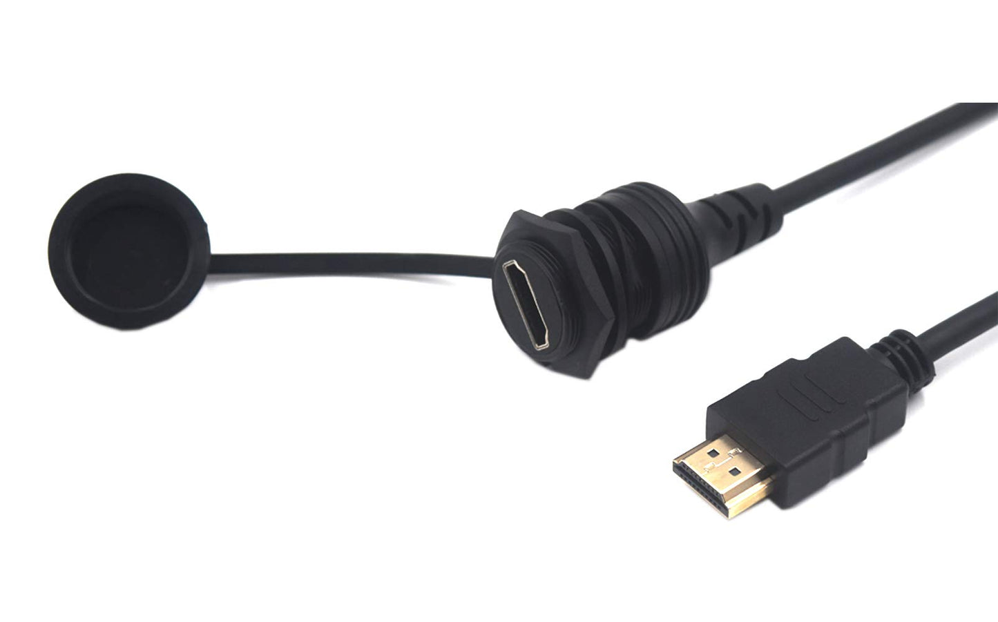 Kework 0.3 Meter HDMI 4K@60Hz Flush Mount Cable, 18Gbps HDMI 2.0 Version Male to Female Dashboard Panel Mount Extension HD Cord for Car Truck Boat