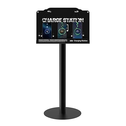 Floor Standing Cell Phone Charging Station with Fast Charigng Cables - 8 Device Charging Dock for Office, Hotel & Public Spaces | Compatible