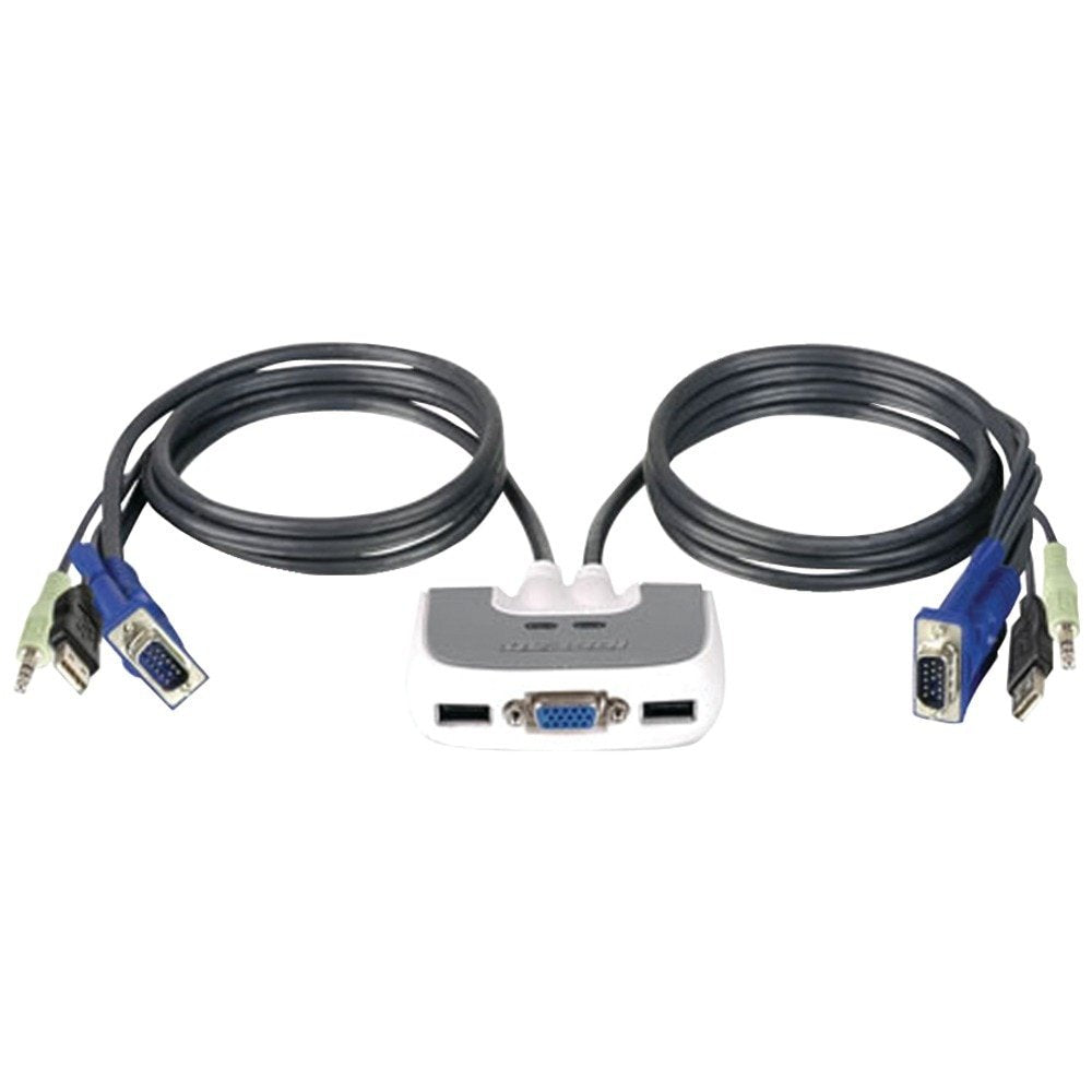 IOGEAR KVM Switch GCS632U MiniView Micro USB Plus KVM Switch 2-Ports Built-in 6ft Cable and Audio
