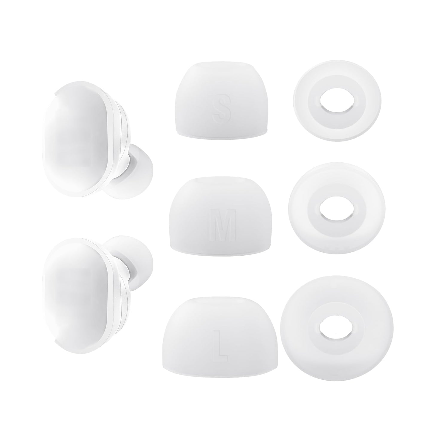 Replacement Earbuds Tips for JBL Tune Buds, JBL Tune Buds 2, Silicone Eartips, 3 Pairs (S/M/L) White