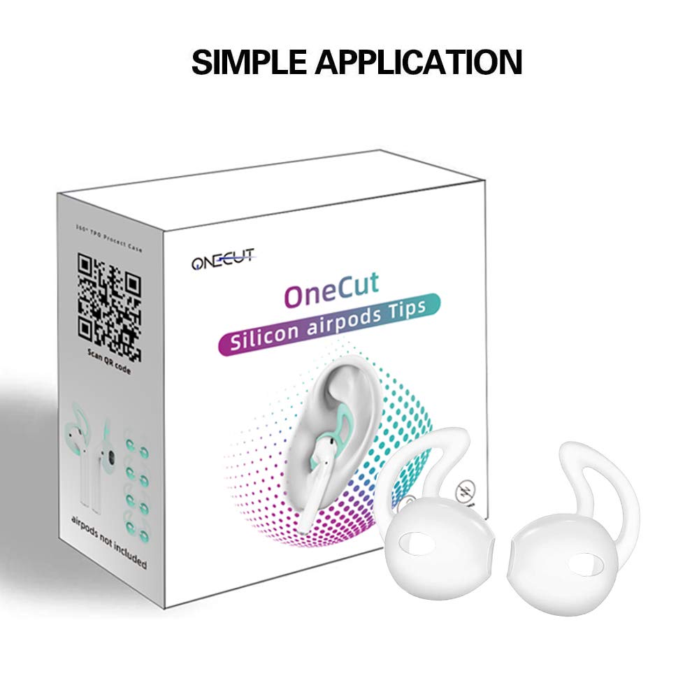 OneCut 5 Pairs Silicone Ear Tips Compatible for AirPods 1&2 - Soft Anti-Slip Sport Earbud Tips, Anti-Drop Ear Hook Gel Headphones Earphones Protective