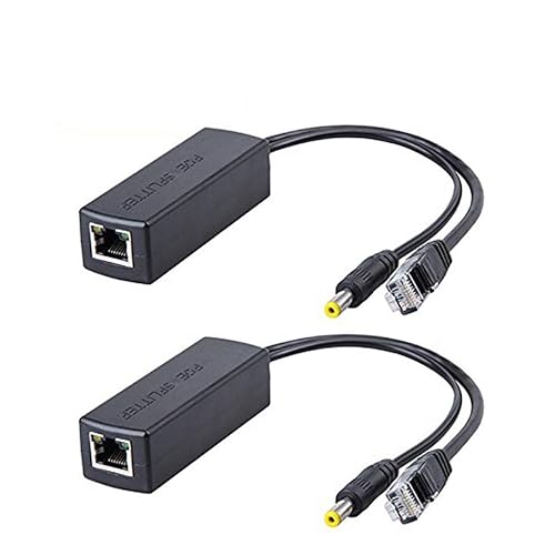 10Gtek POE Splitter Cable 100Mb/s 155Mb/s, 802.3AT/AF, 48V to 12V (PSE chip Inside), 100 Meters Link (2-Pack)