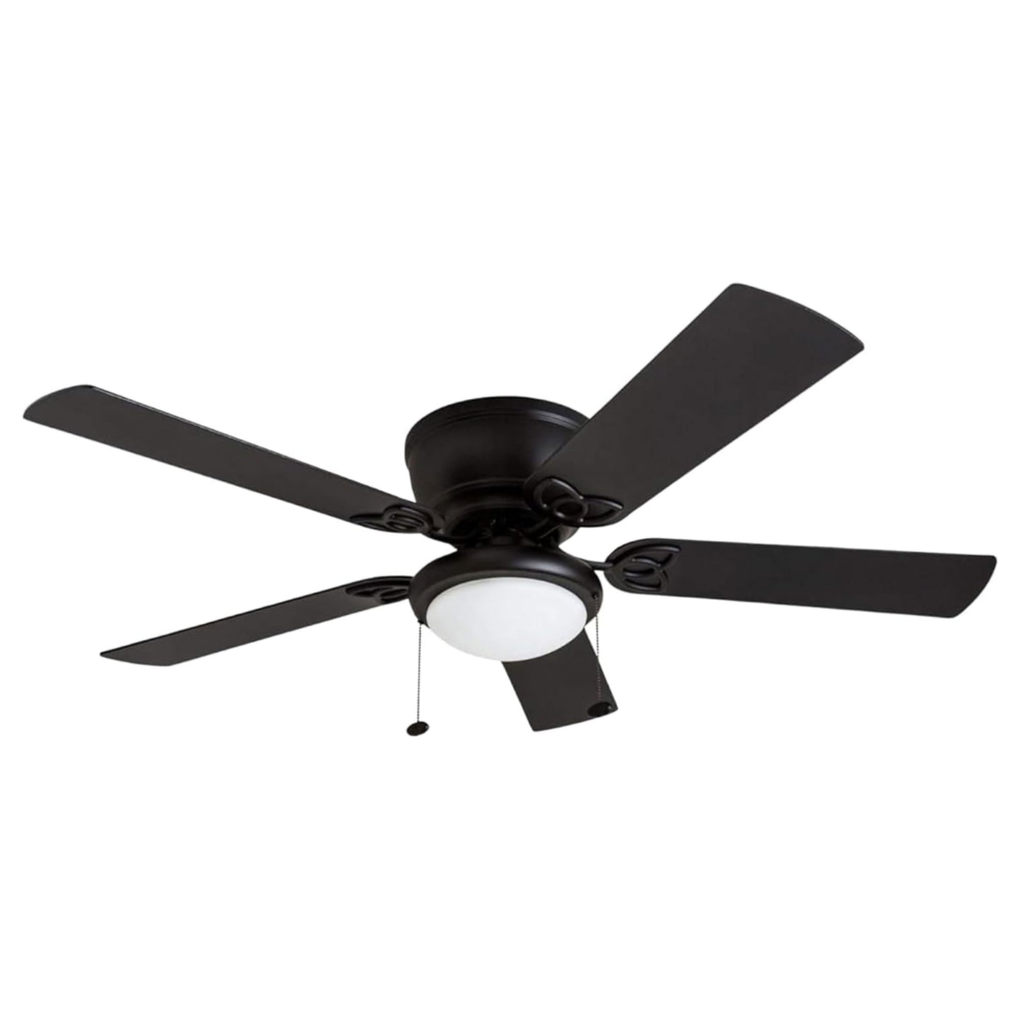 Prominence Home Benton Traditional 52 Inch Ceiling Fan with Light, LED Flush Mount Ceiling Fan, Indoor Fan with 5 Blades, Matte Black and Gray Cedar