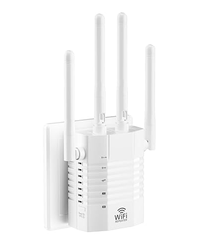 105 Devices WiFi Extender,WiFi Signal Booster with 4 Directional Antennas,1.2Gbps Dual Band WiFi Booster and 12880 Sq.Ft Coverage,EasyMesh and one