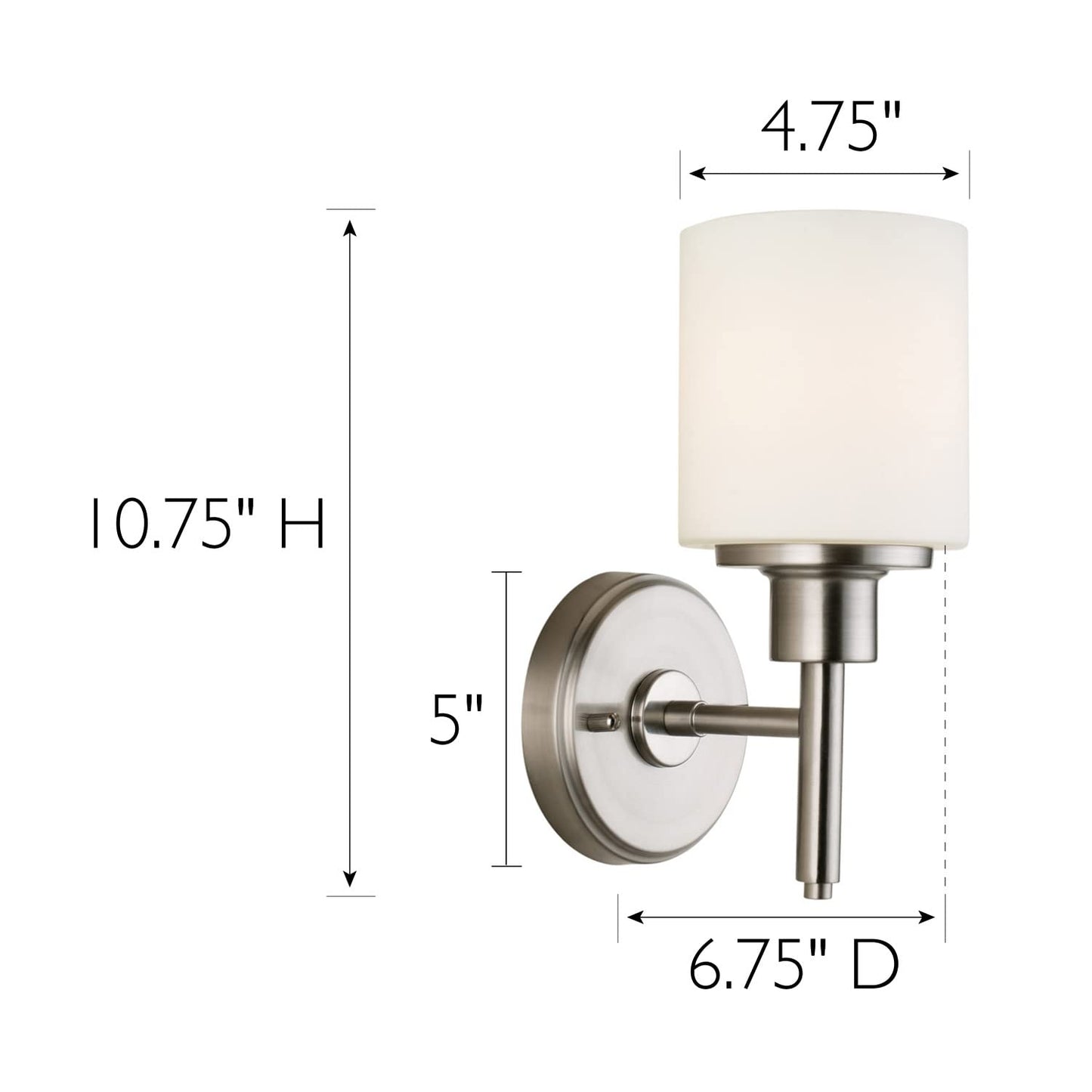 Design House Aubrey 1-Light Wall Sconce, Satin Nickel Finish, Frosted Glass Shade, Dimmable, for Hallway, Foyer, Bathroom - Design House, 556183