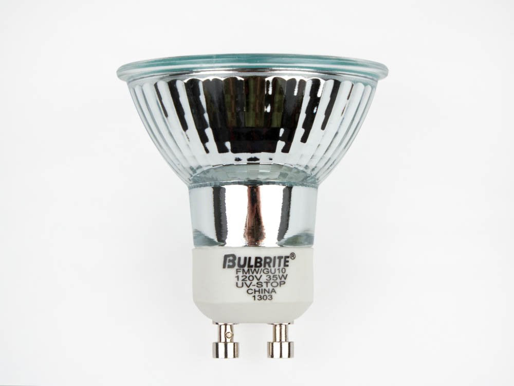 Bulbrite FMW/GU10 35-Watt Halogen MR16, 120V, GU10 Twist and Lock Base 38 Degree Flood Light, 35w-Clear