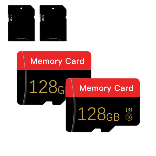2 Pack Micro Memory Card 128 GB with Adapter, C10/UHS-I/A1 TransFlash Card, TF Card for Smartphone, Tablet, Camera, Drone (Red 128GB*2)