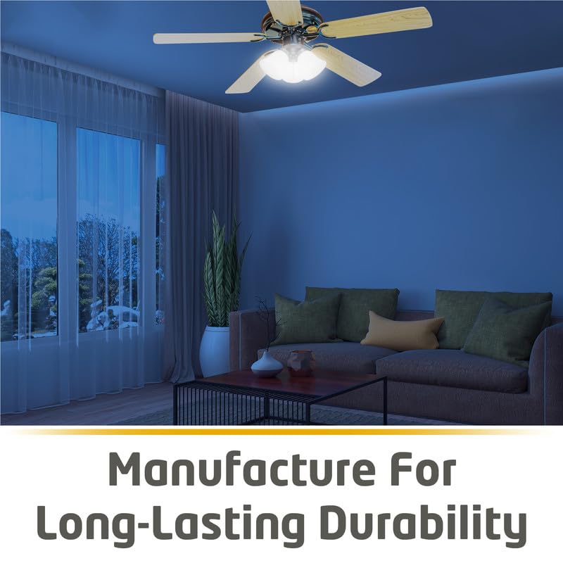 Ciata Modern Ceiling Fan Light Fixture Kit with 3 Frosted Ribbed Glass Bulb Shades and LED Lighting, Energy Efficient, Low Profile Cluster for Bedroom