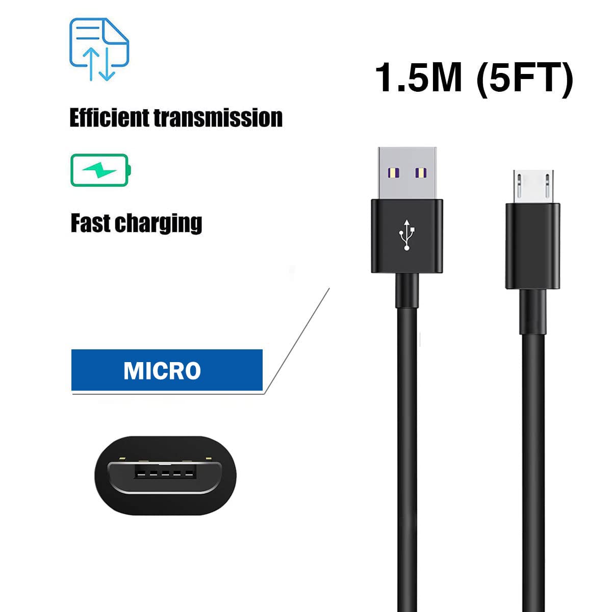 5Ft(60in) Micro USB Charger Cable for JBL Flip 4, Flip 3 ,Flip 2, JBL Charge 2+, Charge 3, JBL Pulse 2, Pulse 3, JBL Clip, Clip Plus, JBL Xtreme, JBL