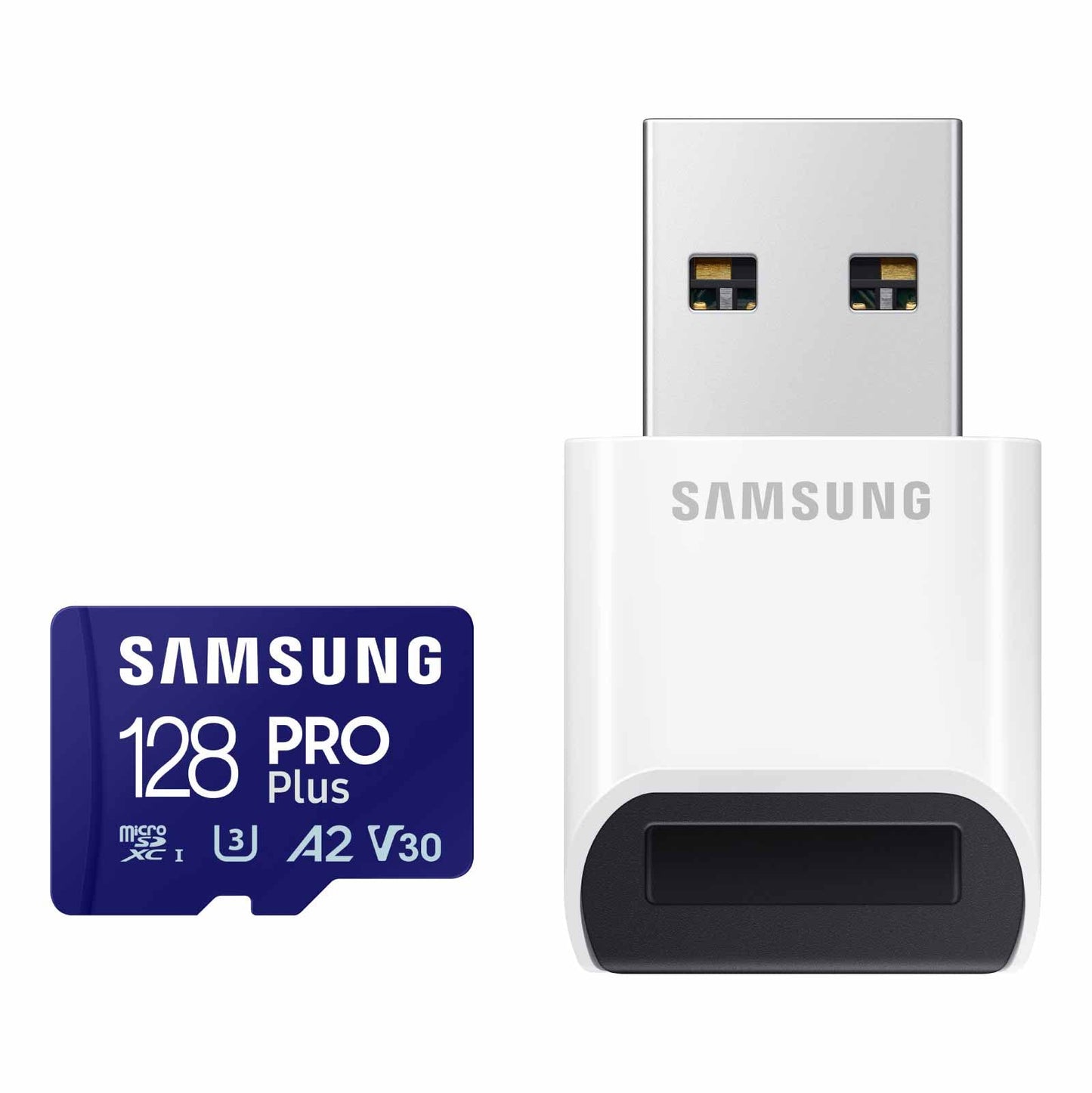 Samsung PRO Plus microSD Memory Card + Reader, 128GB MicroSDXC, Up to 180 MB/s, Full HD & 4K UHD, UHS-I, C10, U3, V30, A2 for Android Phones, Tablets