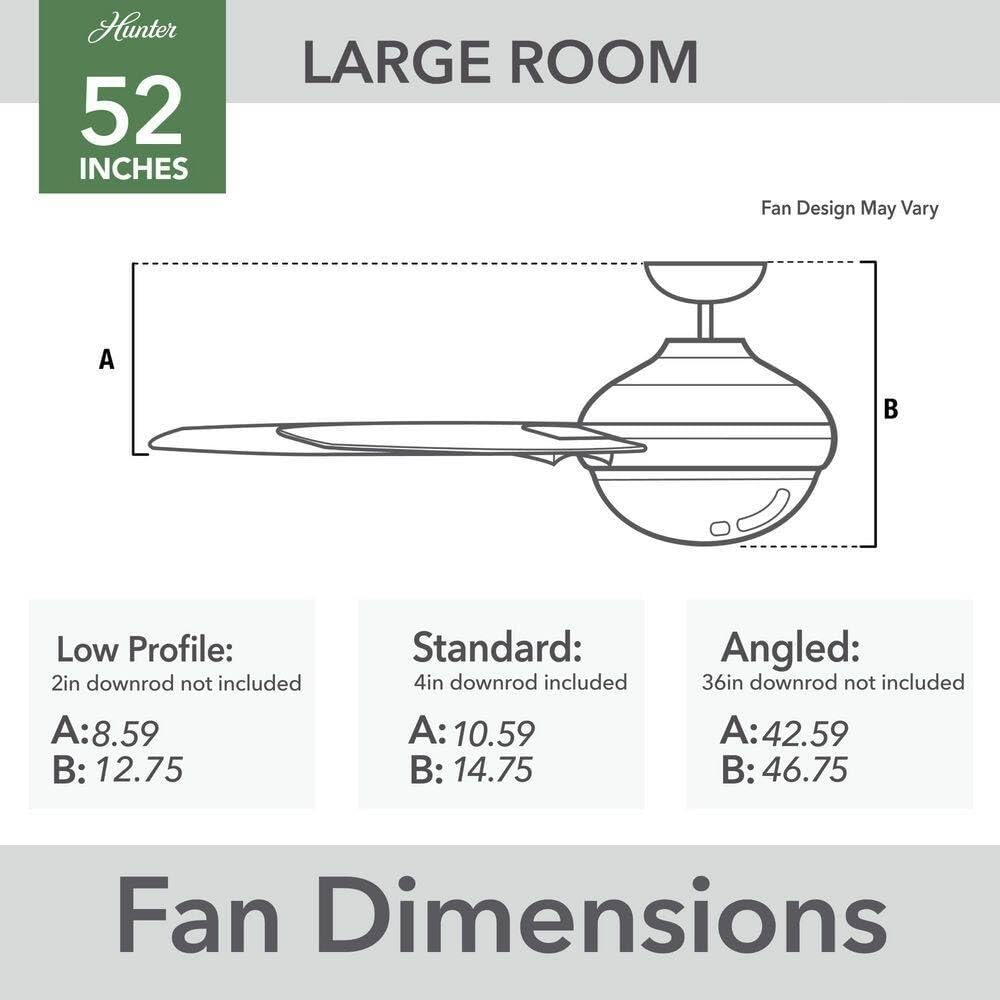 Hunter Fan 52 inch Contemporary Brushed Nickel Indoor Ceiling Fan with Light Kit and Remote Control (Renewed)